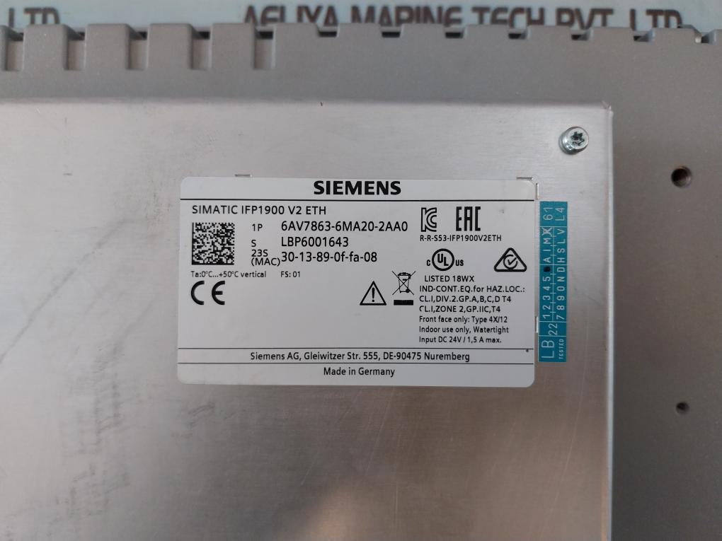 Siemens 6Av7863-6Ma20-2Aa0 Display With Standard Cable