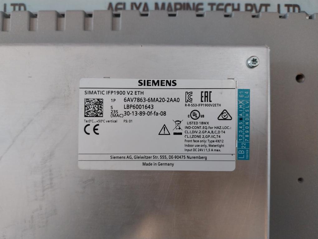 Siemens 6AV7863-6MA20-2AA0 Multi-Touch Display With Standard Cable 6XV1878-2A