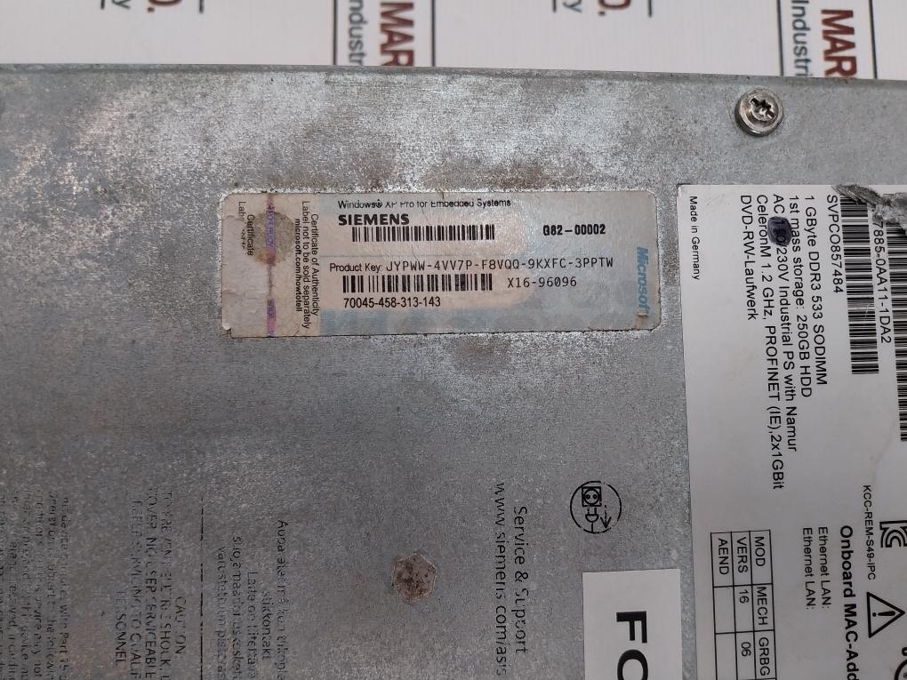 Siemens 6Av7885-0Aa11-1Da2 Simatic Touch Panel