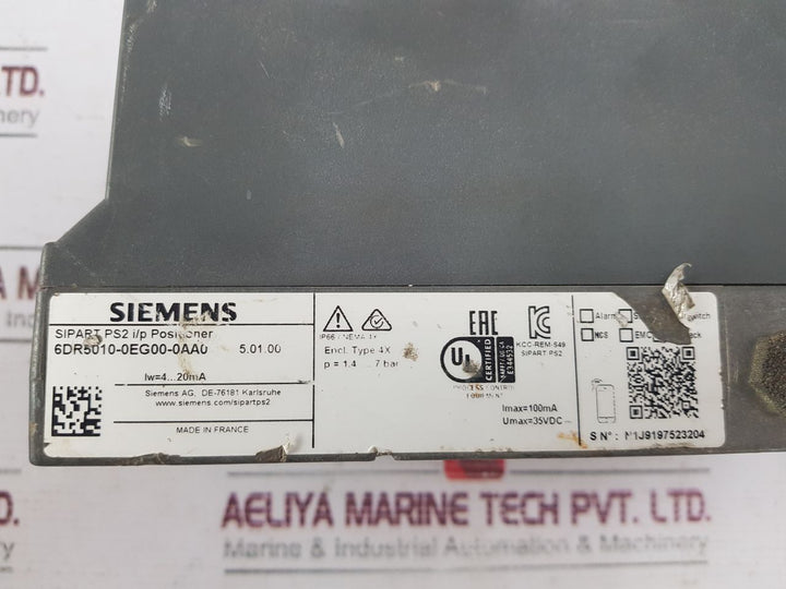 Siemens 6Dr5010-0Eg00-0Aa0 Sipart Ps2 Smart Electropneumatic Positioner