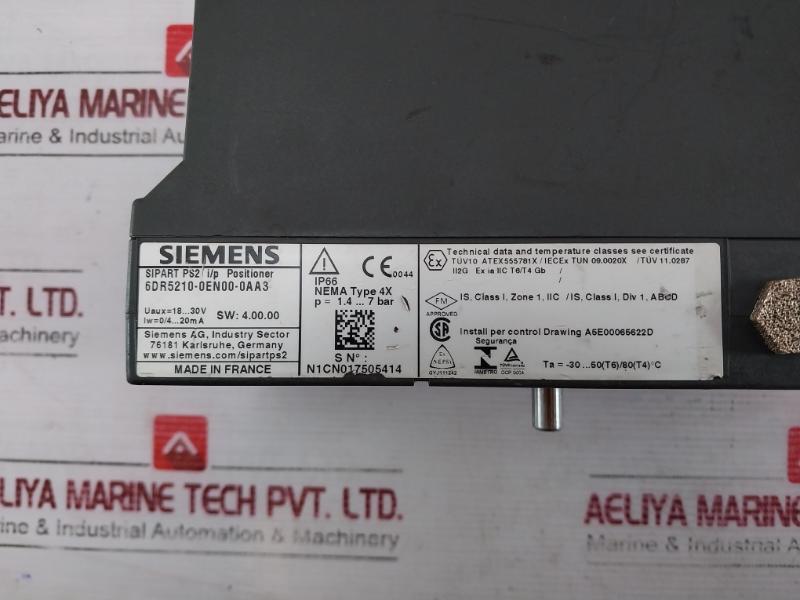 Siemens Sipart Ps2 6Dr5210-0En00-0Aa3 Smart Electropneumatic I/P Positioner Ip66