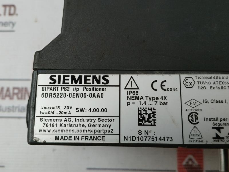 Siemens 6Dr5220-0En00-0Aa0 Sipart Ps2 Smart Electropneumatic Positioner 18-30V