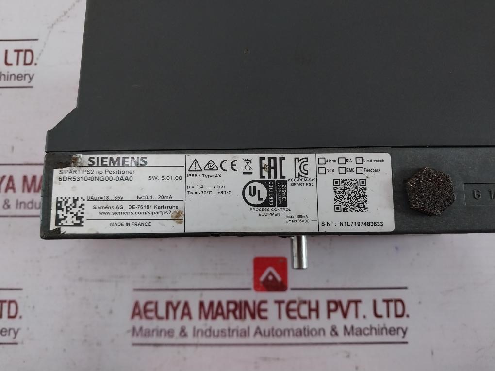 Siemens 6Dr5310-0Ng00-0Aa0 Sipart Ps2 I/P Electropneumatic Positioner 100Ma
