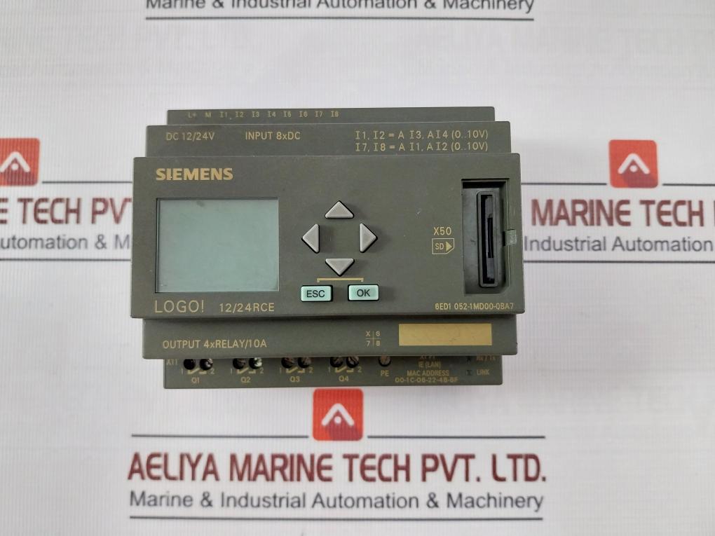 Siemens 6Ed1 052-1Md00-0Ba7 Logic Module 12/24Rce S Zve8Yjm073456 8Xdc B300 R300