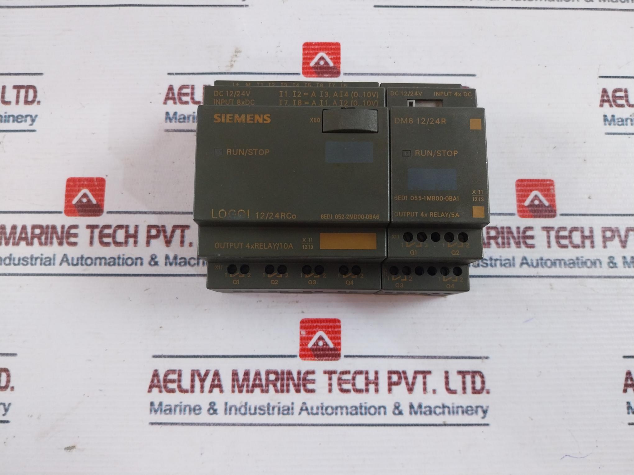 Siemens 6ED1 052-2MD00-0BA6 Logo! 12/24RCO w/ 6ED1 055-1MB00-0BA1 PLC Module