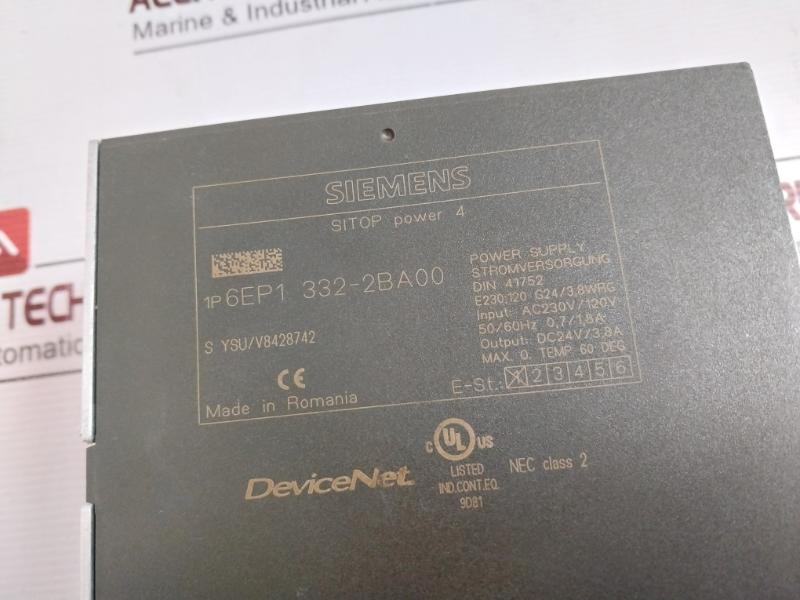 Siemens 6Ep1332-2Ba00 Sitop Power 4 Power Supply Ac230V/120V 50/60Hz 0.7/1.8A