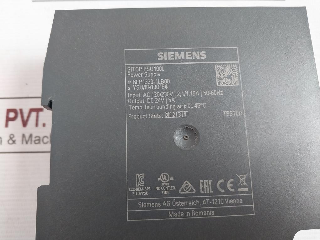 Siemens 6Ep1333-1Lb00 Stabilized Power Supply I/O Module Dc 24V|5A Ac 100-230V