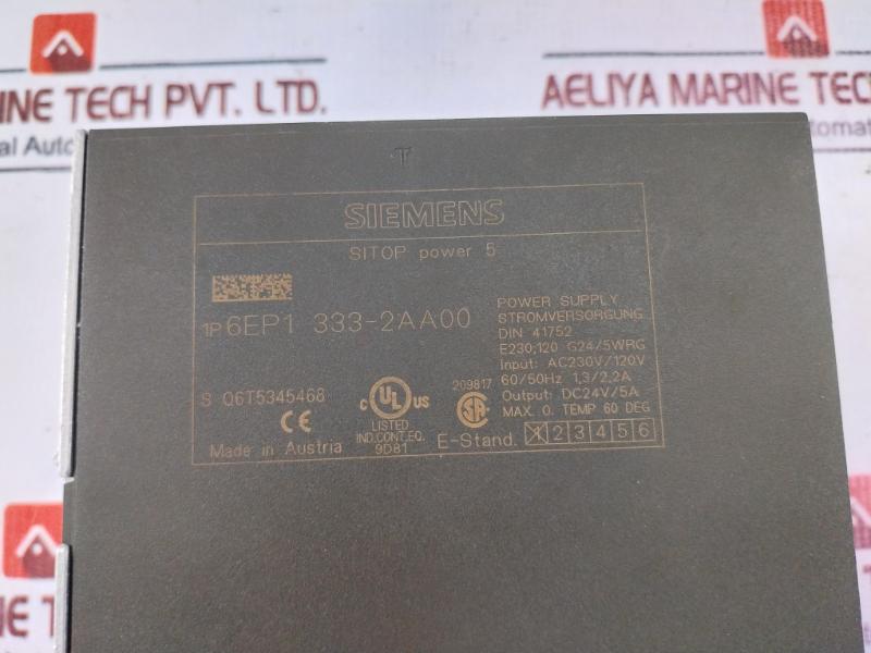 SIEMENS 6EP1 333-2AA00 SITOP Stabilized Power Supply Module 24VDC 5A
