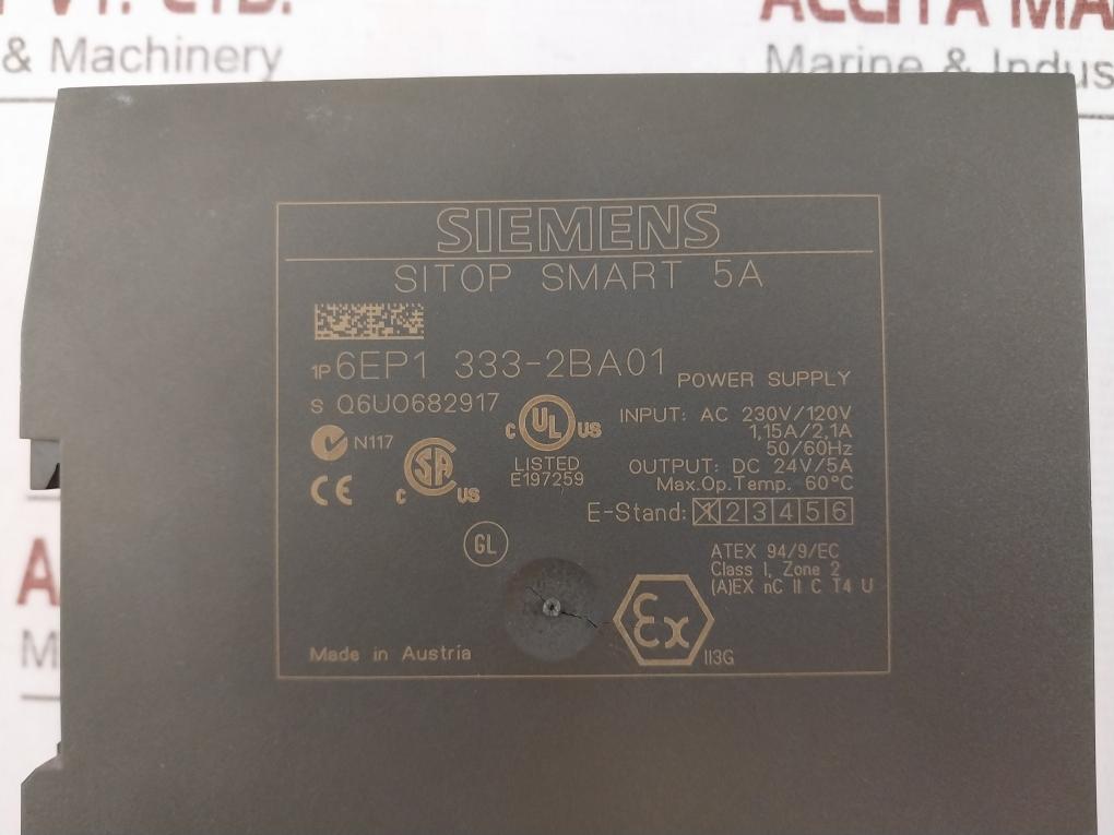 Siemens 6Ep1 333-2Ba01 Sitop Smart 5A Power Supply Module Ac 230V/120V 50/60Hz