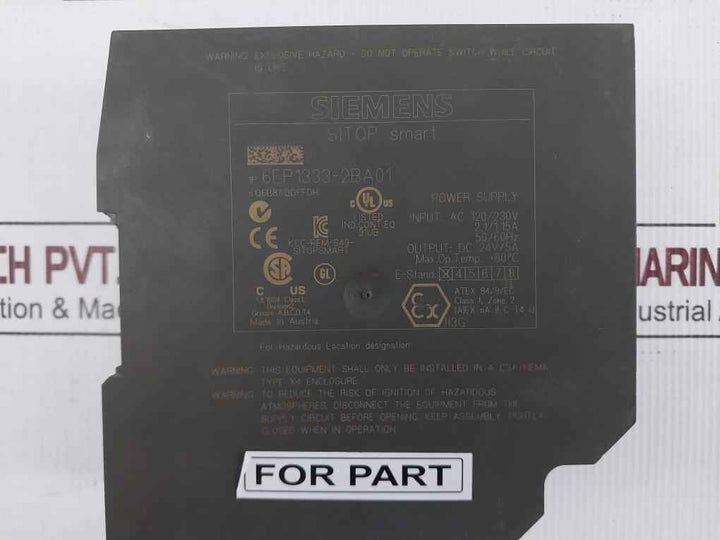 Siemens 6Ep1333-2Ba01 Siemens Sitop Smart Power Supply Module(Not Working)