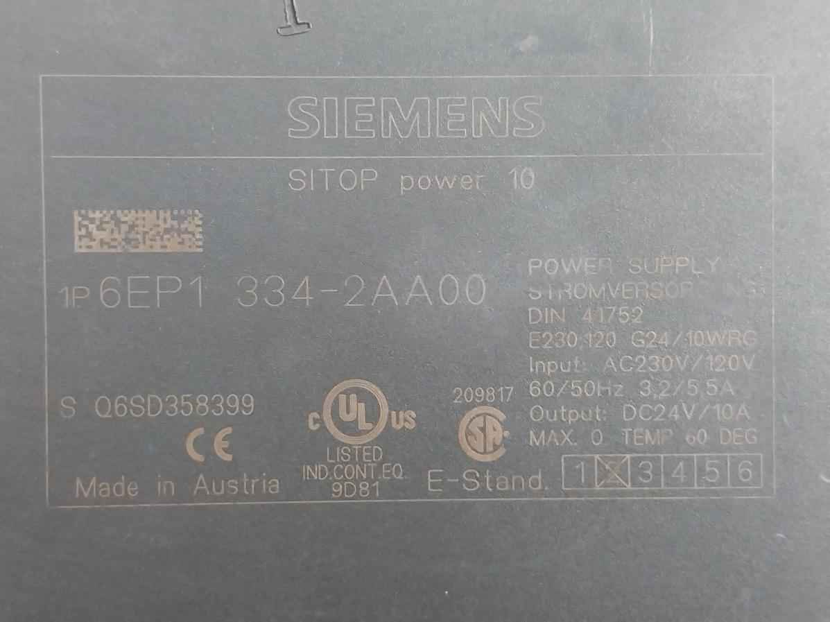 Siemens 6Ep1334-2Aa00 Power Supply 24Vdc 10A(Not Working)