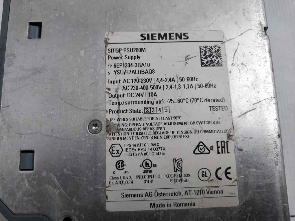 Siemens 6Ep1334-3Ba10 Stabilized Power Supply Input 50-60Hz Ac 120-230V