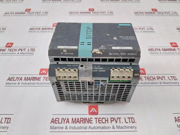 Siemens 6Ep1436-3Ba00 Sitop Power 20 Stabilized Power Supply 24Vdc/20A/480W