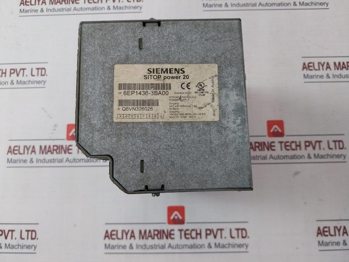 Siemens 6Ep1436-3Ba00 Sitop Power 20 Stabilized Power Supply 24Vdc/20A/480W