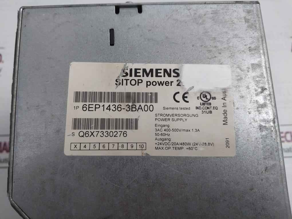 Siemens 6Ep1436-3Ba00 Stabilized Power Supply I/O Unit Sitop Power 20 1.3A