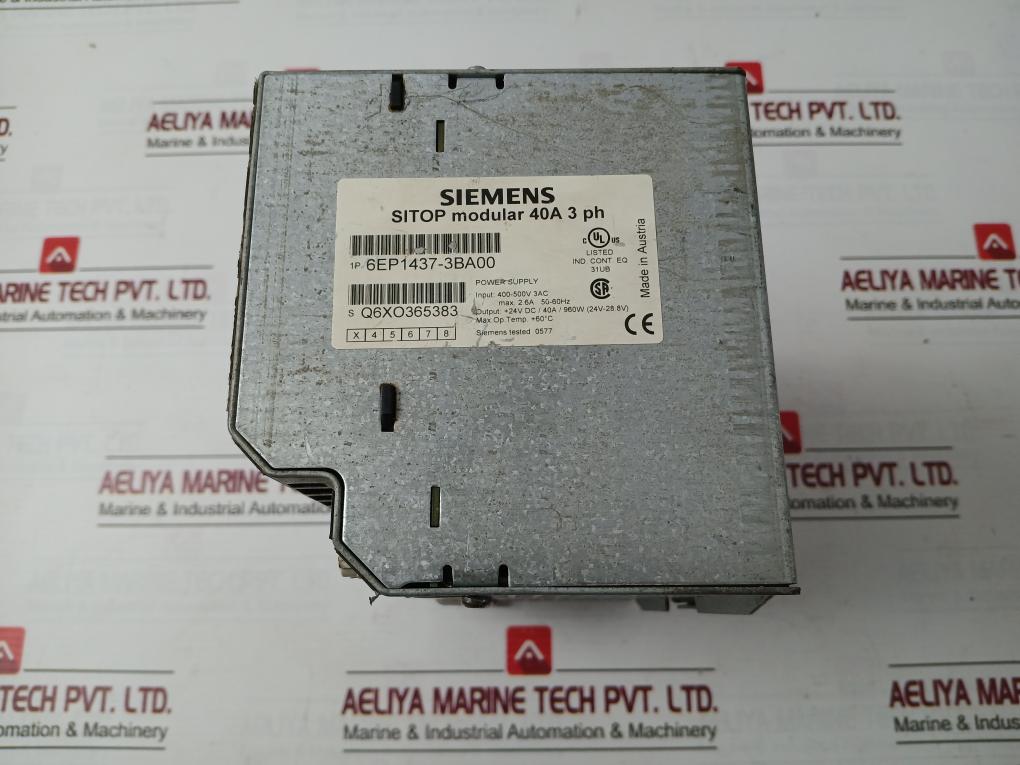 Siemens 6Ep1 437-3Ba00 Switching Mode Din Rail Power Supply 2.6A 50/60Hz