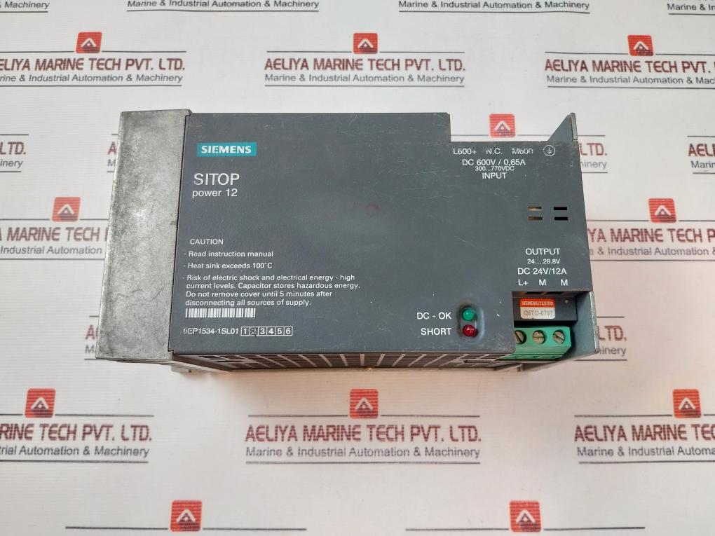 Siemens 6Ep1534-1Sl01 Power Supply Dc 600V 0,65A