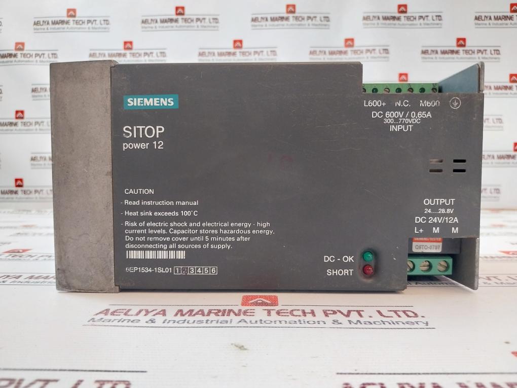 Siemens 6Ep1534-1Sl01 Power Supply Dc 600V 0,65A