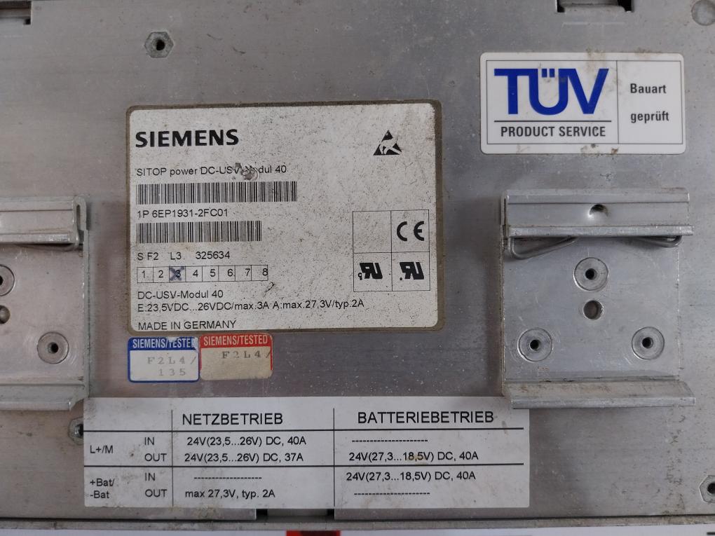 Siemens 6Ep1931-2Fc01 Power Supply Module