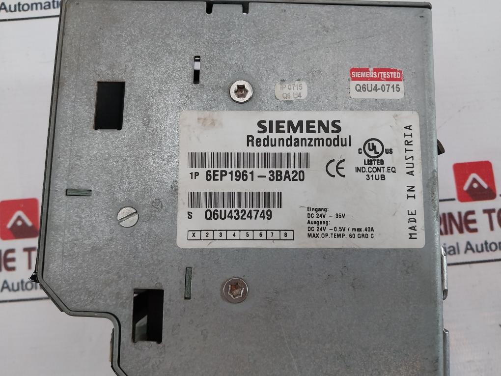 Siemens 6Ep1 961-3Ba20 Sitop Redundancy Module Dc 24V-0.5V/Max.40A