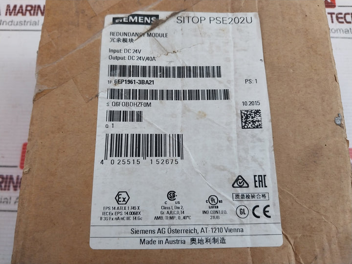 Siemens 6Ep1 961-3Ba21 Power Supply 24V/40A