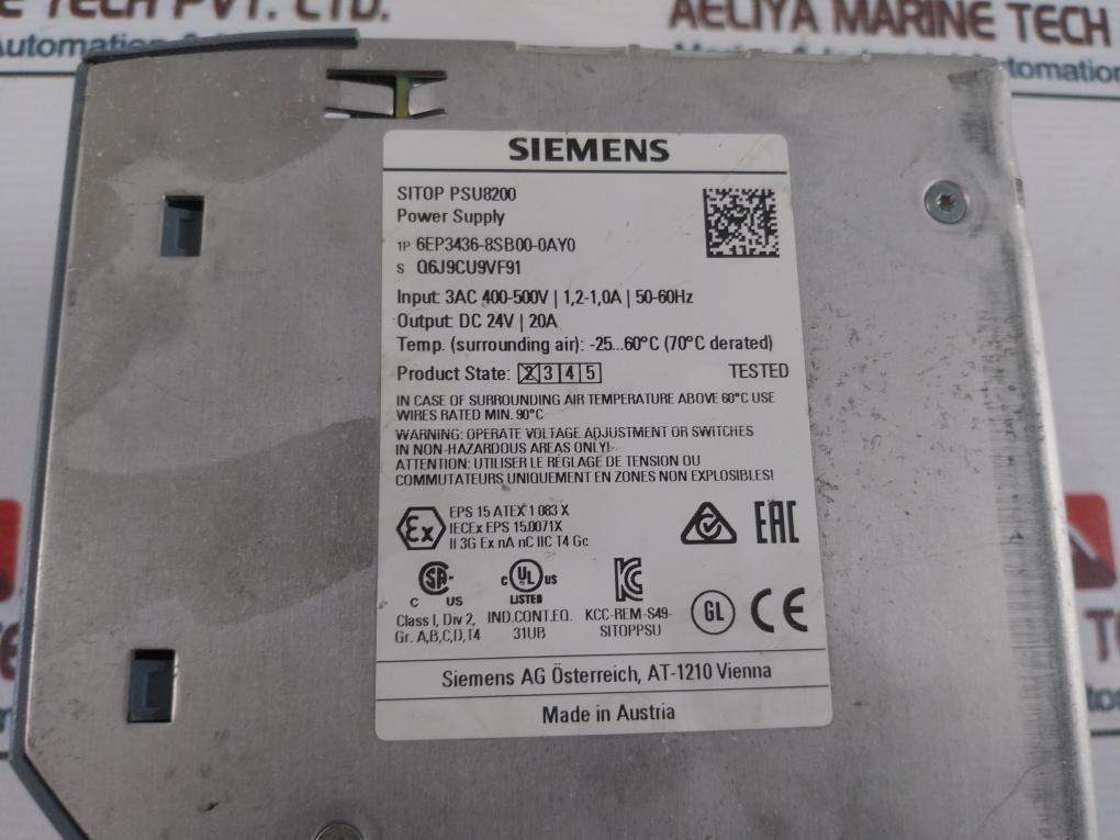 Siemens 6Ep3436-8Sb00-0Ay0 Power Supply Sitop Psu8200