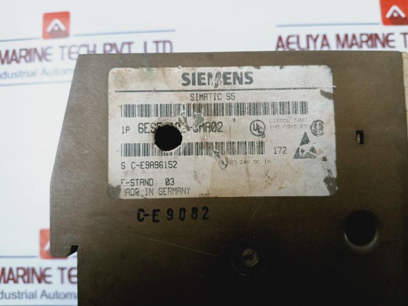 Siemens 6Es5 102-8Ma02 Simatic S5-100U Central Processing Unit 102, 24V Dc 1A