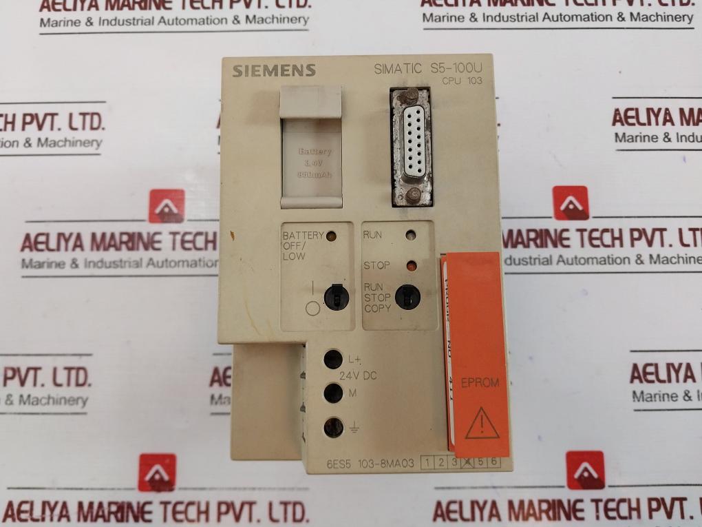 Siemens 6es5 103-8ma03 Simatic S5-100u Central Processing Unit Cpu 103 24vdc 1a