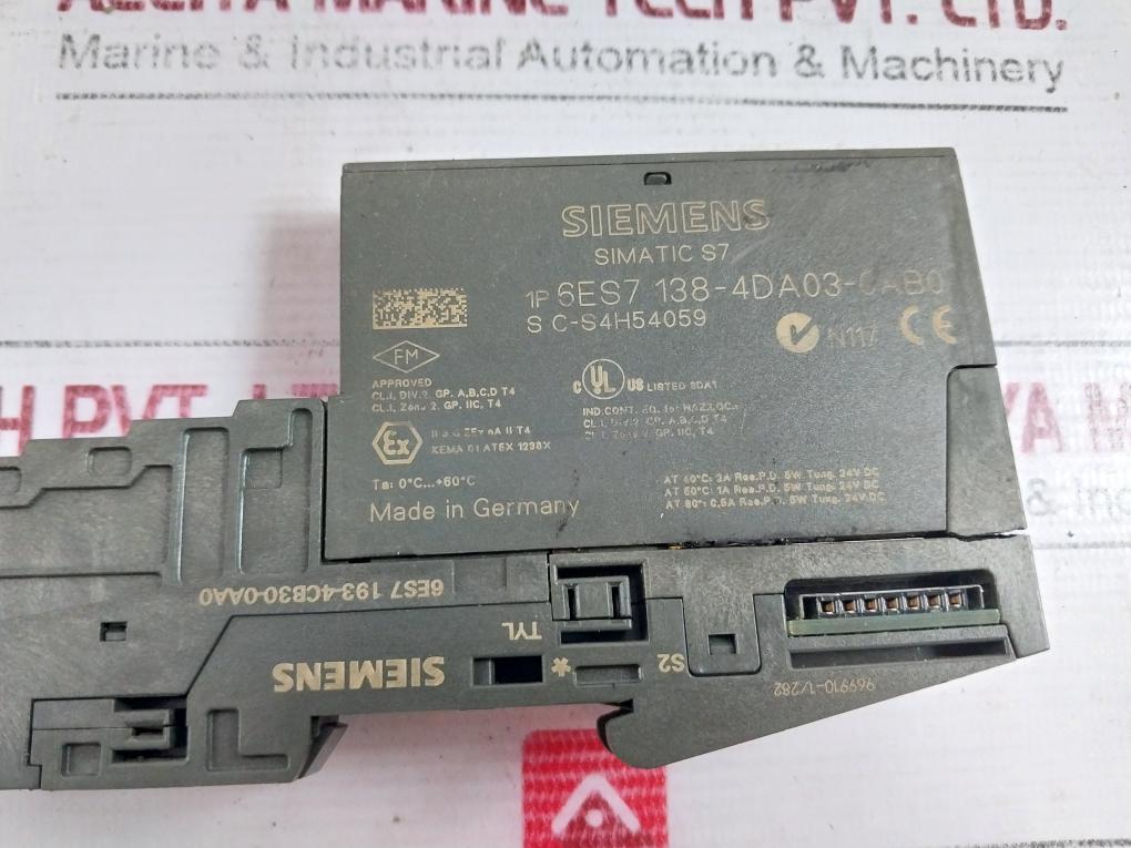 Siemens 6Es7 138-4Da03-0Ab0 Electronic Module 2A Res.P.D. 5W Tung. 24Vdc