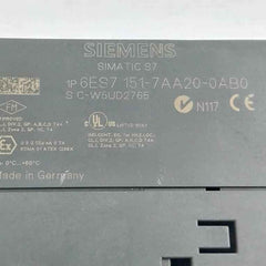 Siemens 6Es7 151-7Aa20-0Ab0 Cpu Interface Module Et 200S Simatic S7 Dc24V