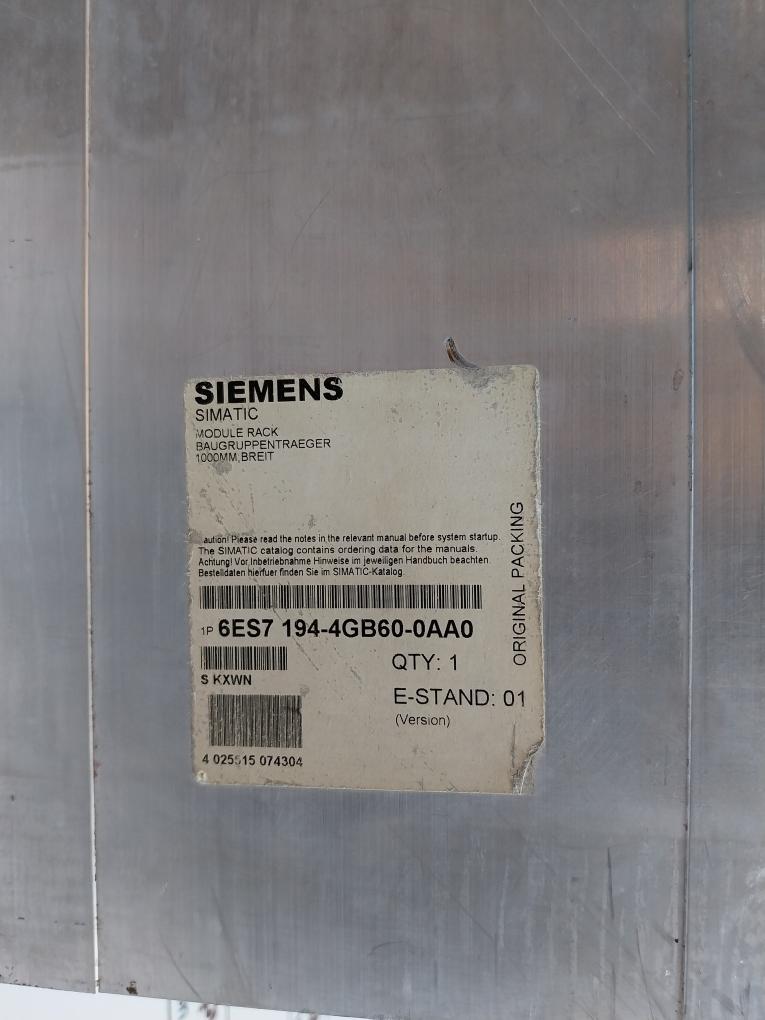 Siemens 6ES7 194-4AD00-0AA0, 6SES7 194-4GB60-0AA0 I/O System Rack