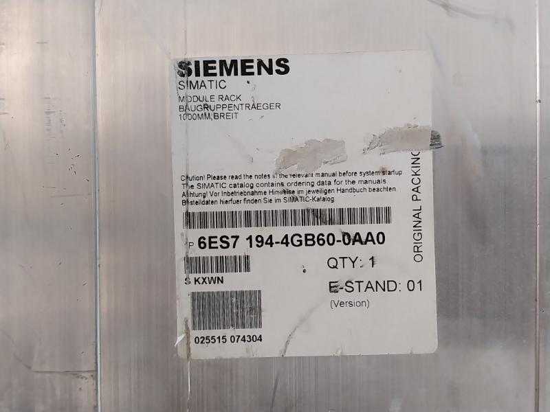 Siemens 6Es7 194-4Gb60-0Aa0 Simatic Module Rack 6000V