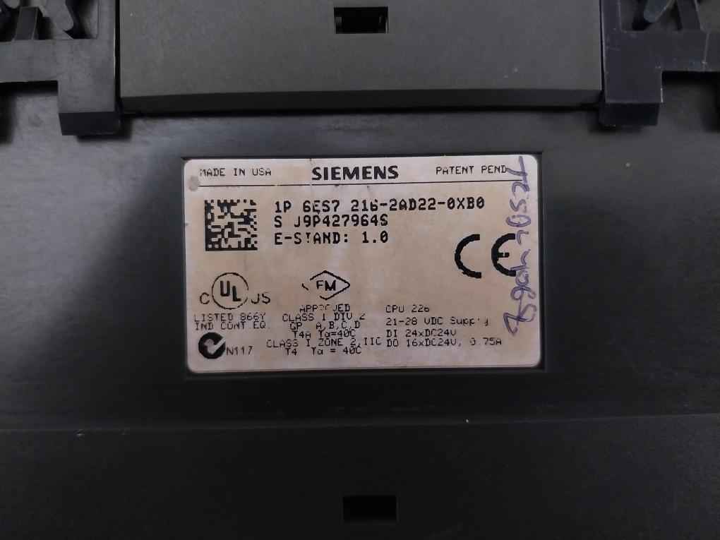 Siemens 6Es7 216-2Ad22-0Xb0 Programmable Controller 21-28 Vdc