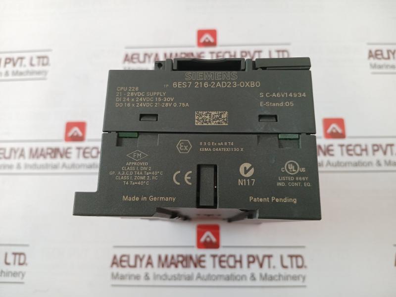Siemens 6Es7 216-2Ad23-0Xb0 Dc Power Supply 21-28Vdc Di 24X24Vdc 15-30V 40C