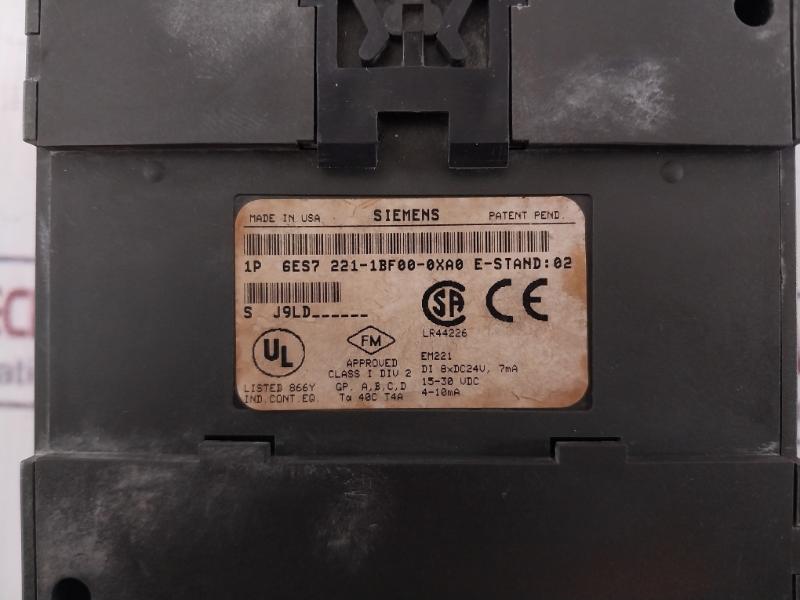 Siemens 6Es7 221-1Bf00-0Xa0 Digital Input Module Dc 24V 15-30 Vdc