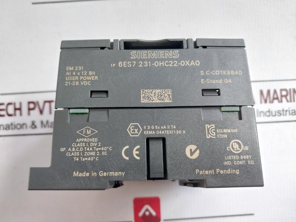 Siemens 6Es7 231-0Hc22-0Xa0 Analog Input Module 4 X 12Bit 21-28 Vdc