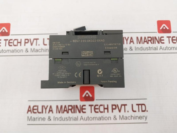 Siemens 6Es7 235-0Kd22-0Xa0 Analog I/O Module Em 235 24Vdc 21-28Vdc