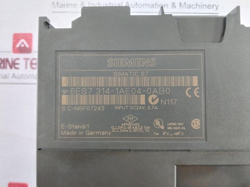 Siemens 6Es7 314-1Ae04-0Ab0 Controller Module Cpu314 Dc24V, 0.7A V1.2.0
