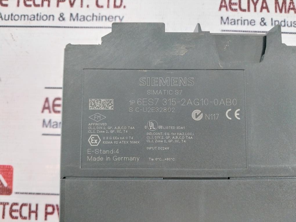 Siemens 6Es7 315-2Ag10-0Ab0 Simatic S7-300 Cpu Controller Module