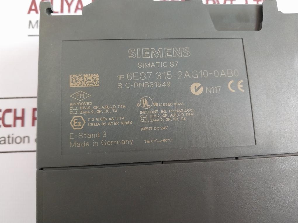 Siemens 6Es7 315-2Ag10-0Ab0 Simatic S7 Cpu Controller Module