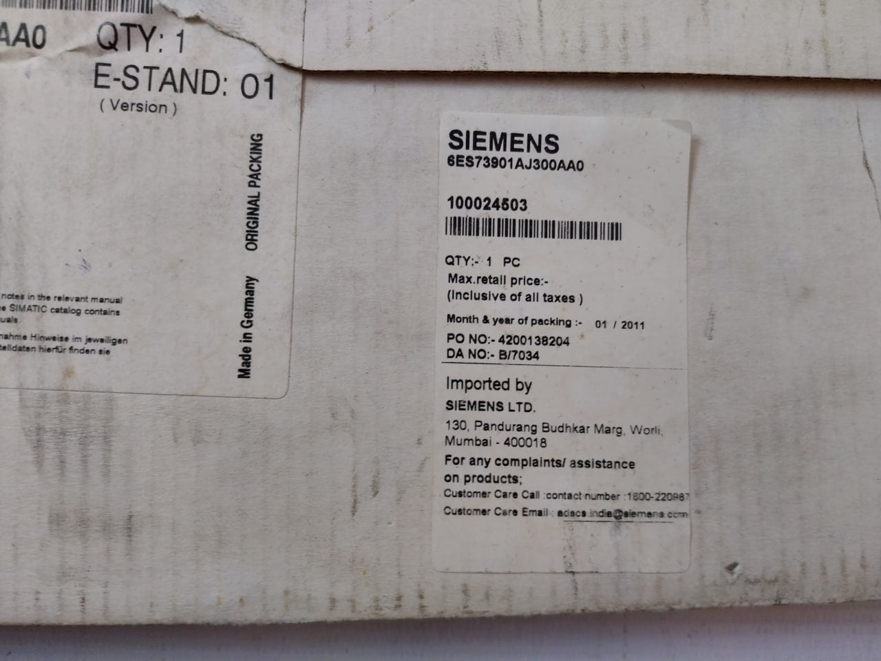 Siemens 6Es7 390-1Aj30-0Aa0 Simatic S7 Sectional Mounting Rail