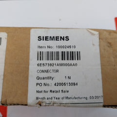 Siemens 6Es7 392-1Am00-0Aa0 Front Connector With Screw Contacts