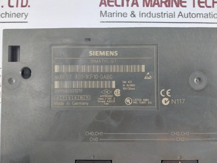 Siemens 6Es7 431-1Kf10-0Ab0 Analog Input Module, Simatic S7 Sm 431 Ai 8X14Bit