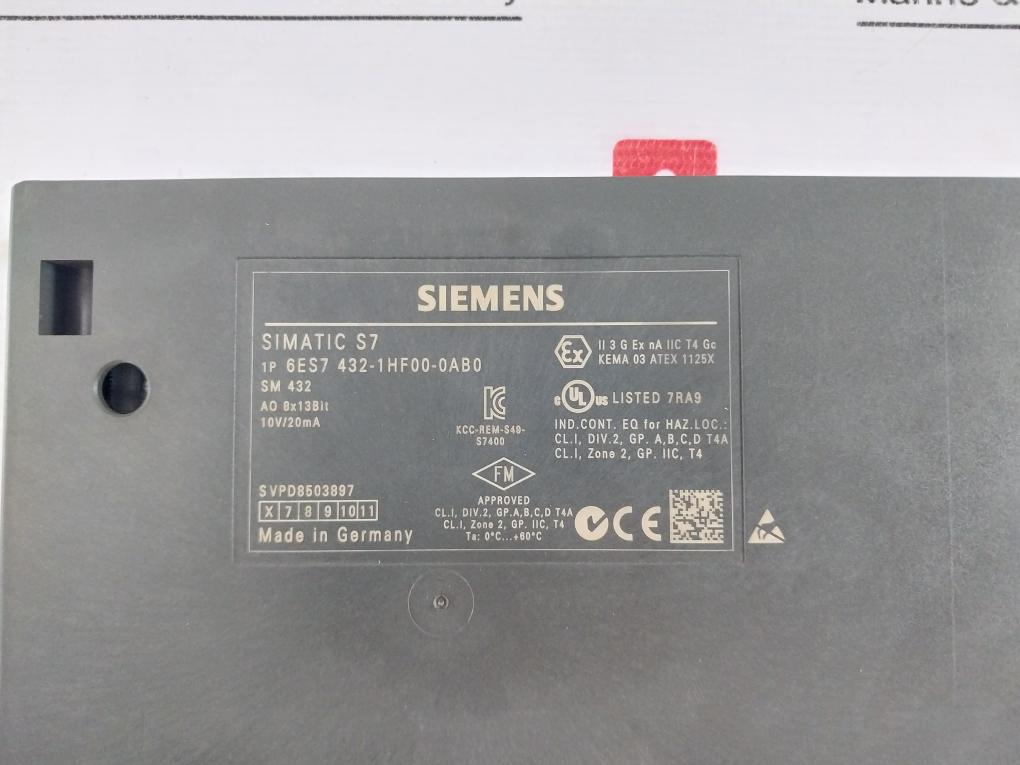 Siemens 6Es7 432-1Hf00-0Ab0 Simatic S7 Analog Output Module, Sm 432