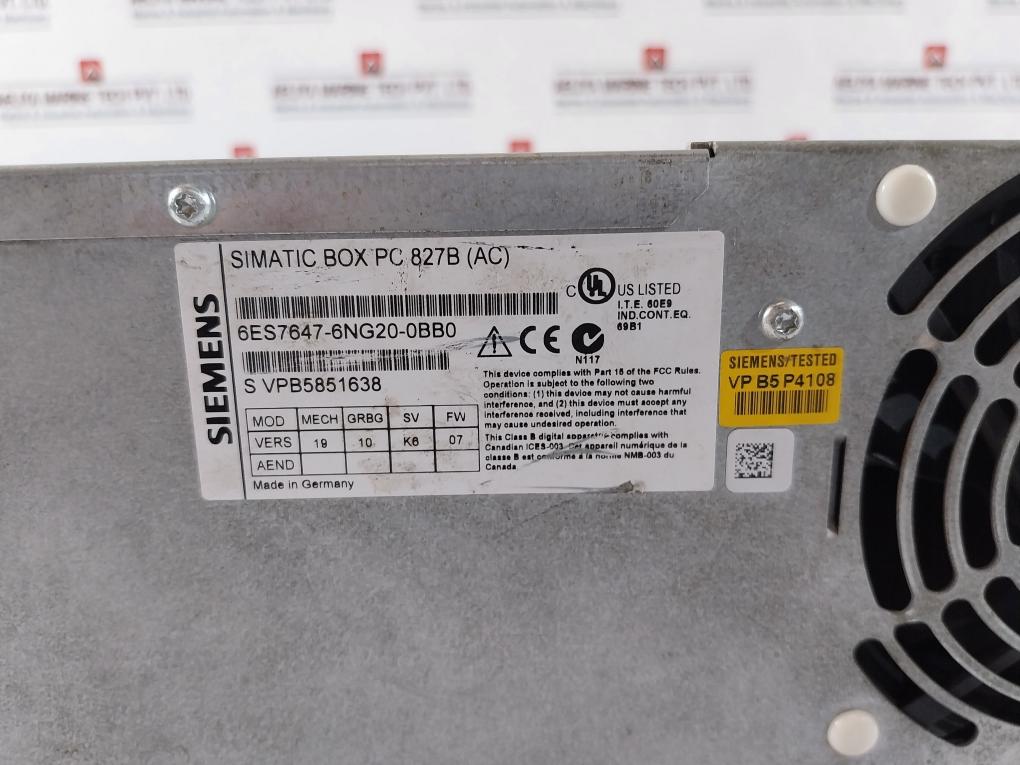 Siemens 6Es7647-6Ng20-0Bb0 Simatic Box Pc 50-60Hz