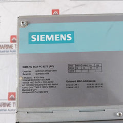 Siemens 6Es7647-6Ng20-0Bb0 Simatic Box Pc 50-60Hz