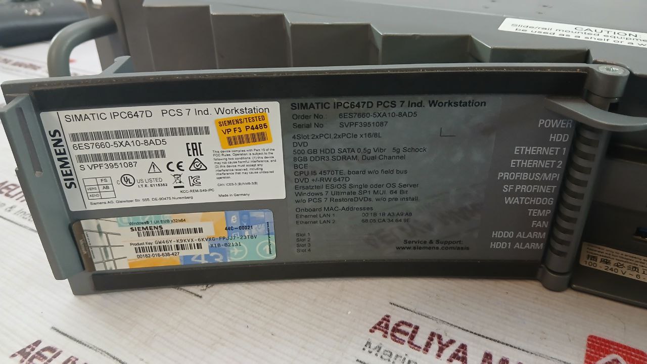 Siemens 6Es7660-5Xa10-8Ad5 Simatic Rack Pc 100-240V 6-3A 60-50Hz