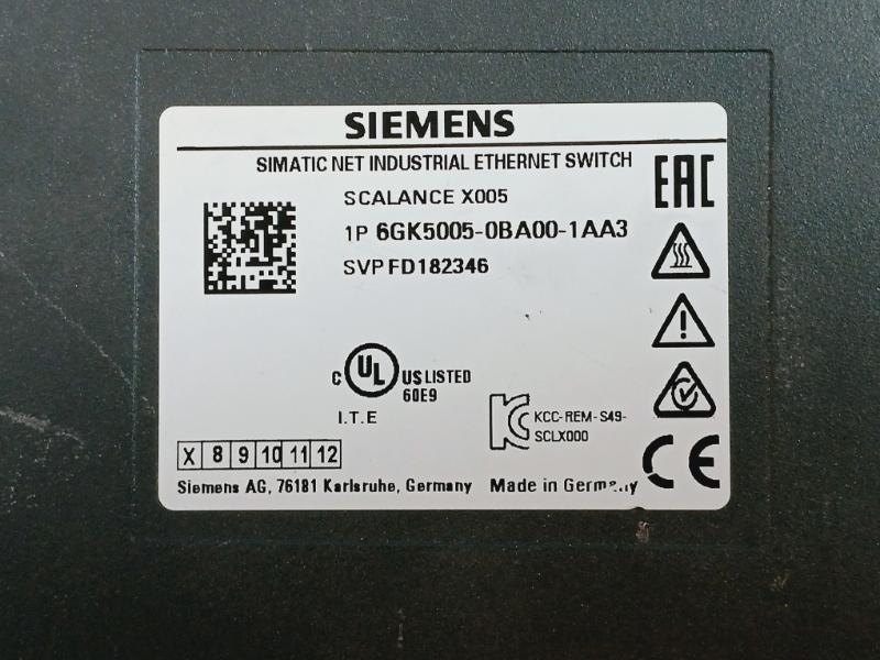 Siemens 6Gk5005-0Ba00-1Aa3 Simatic Net Industrial Ethernet Switch Scalance X005