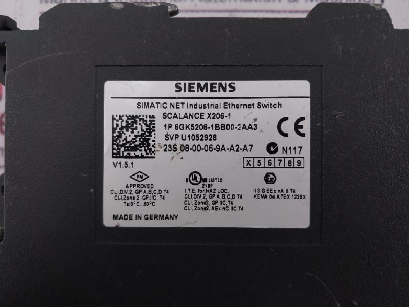 Siemens 6Gk5206-1Bb00-2Aa3 Scalance X206-1 Ethernet Switch 24V