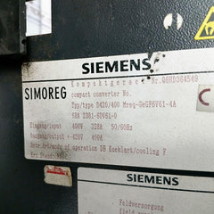 Siemens 6Ra 2381-6Dv61-0 Simoreg Compact Converter 400V 328A 50/60Hz